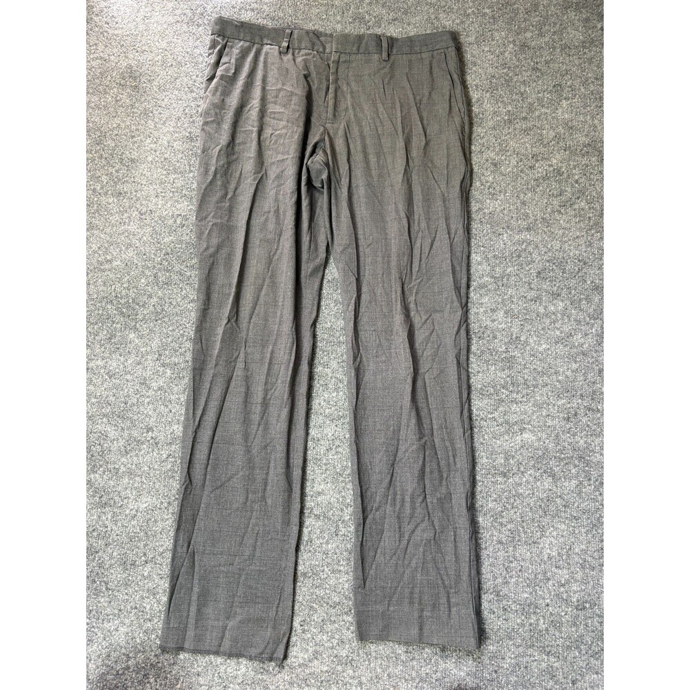 Perry Ellis Dress Pants Mens 38x31 Gray Very Slim *Hem Undone